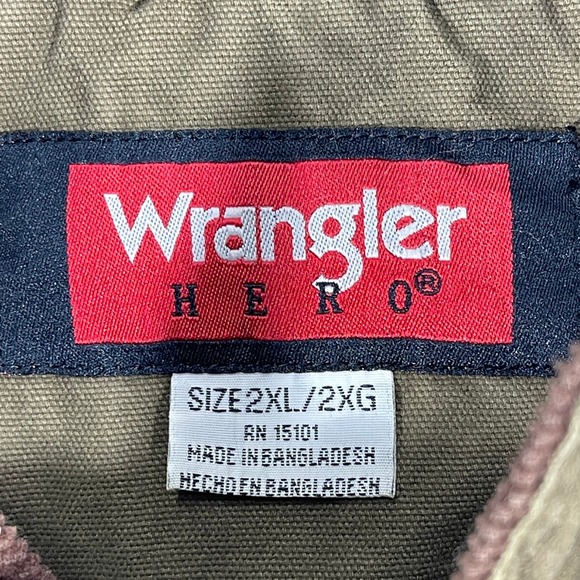 Wrangler Mens XXL Olive Green Sherpa Lined Canvas Vest - Picture 3 of 8